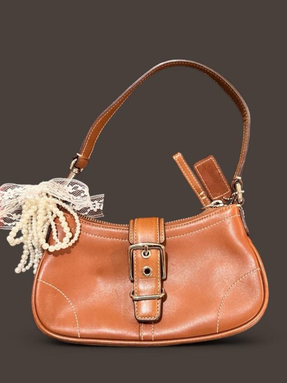 Coach Hamptons Leather Buckle Demi Bag